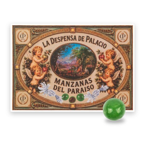 Estuche de Manzanas del Paraíso de La Despensa de Palacio con una manzana de chocolate